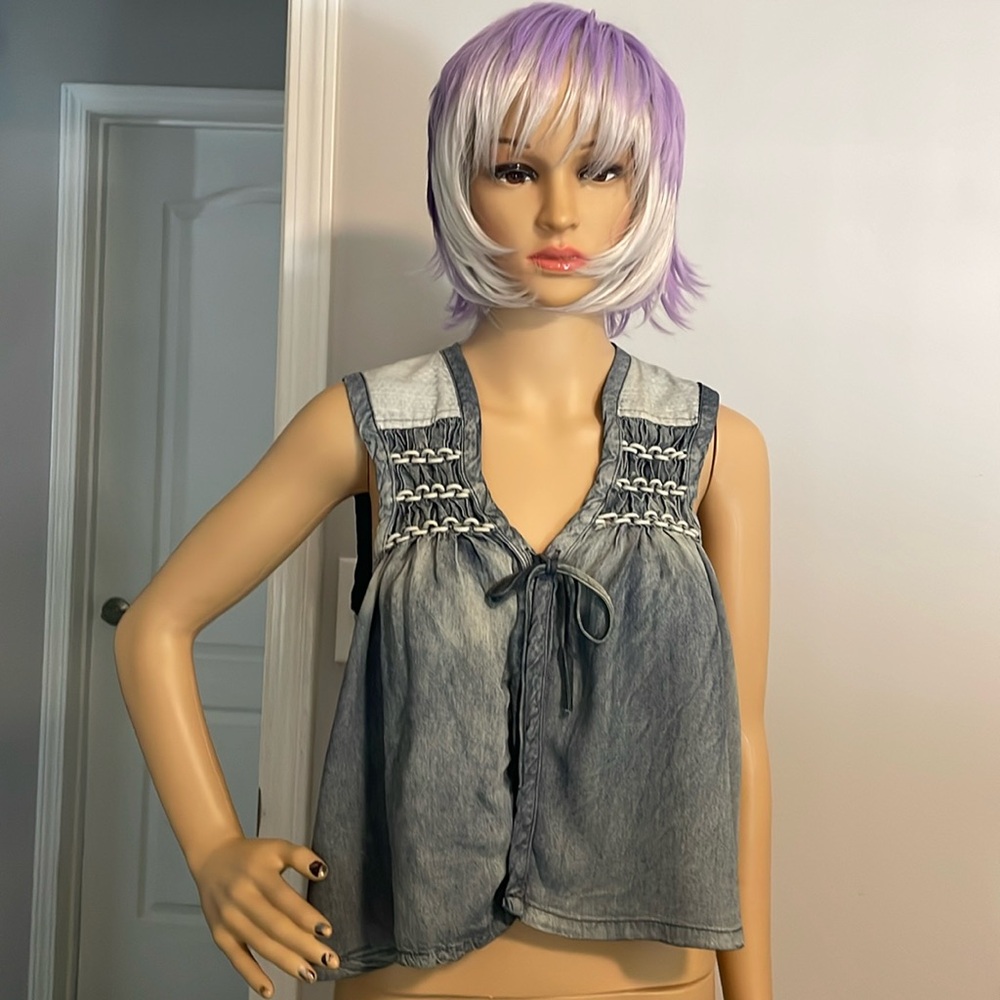 Miss Me Tie Woven Vest Small